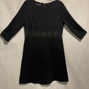 Anne Klein black back zip dress w/brass studs - Size 14